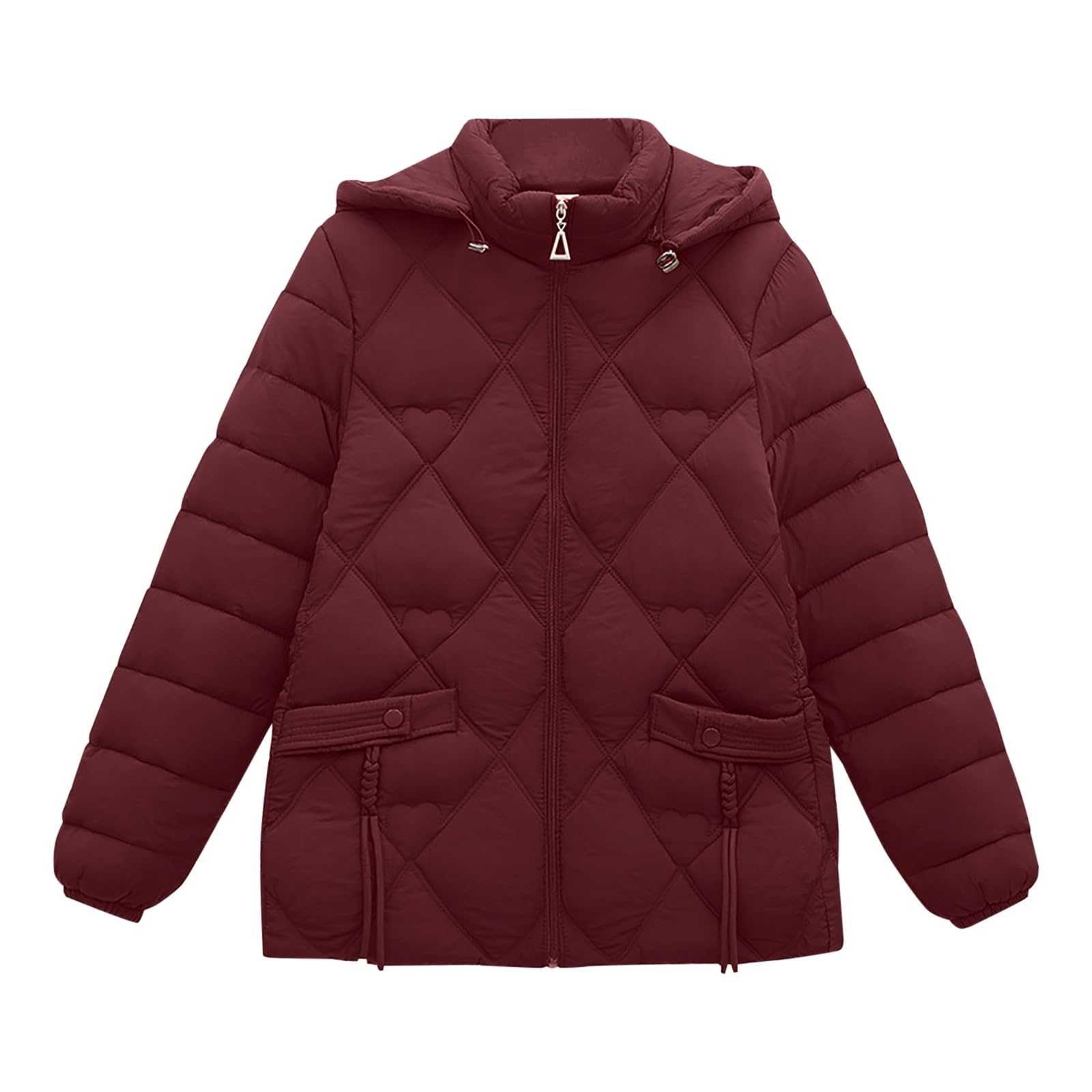 Generico Piumino Con Cappuccio Donna, Giubbotto Leggero Donna Con Cappuccio Leggero Piumino Ultraleggero Invernali Taglie Forti Trapuntato Tinta Unita Giacche Sottogiacca Per Tempo Libero O Trekking