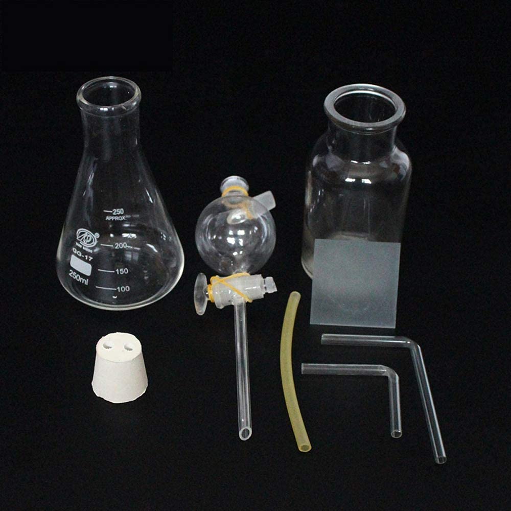 Ausrüstung Für Laborchemie-Experimente, Borosilikatglas, 250 Ml, Erlenmeyerkolben, Gasgenerator, Trenntrichter, Doppelloch-Gummistopfen, Gerät, Lehrzubehör