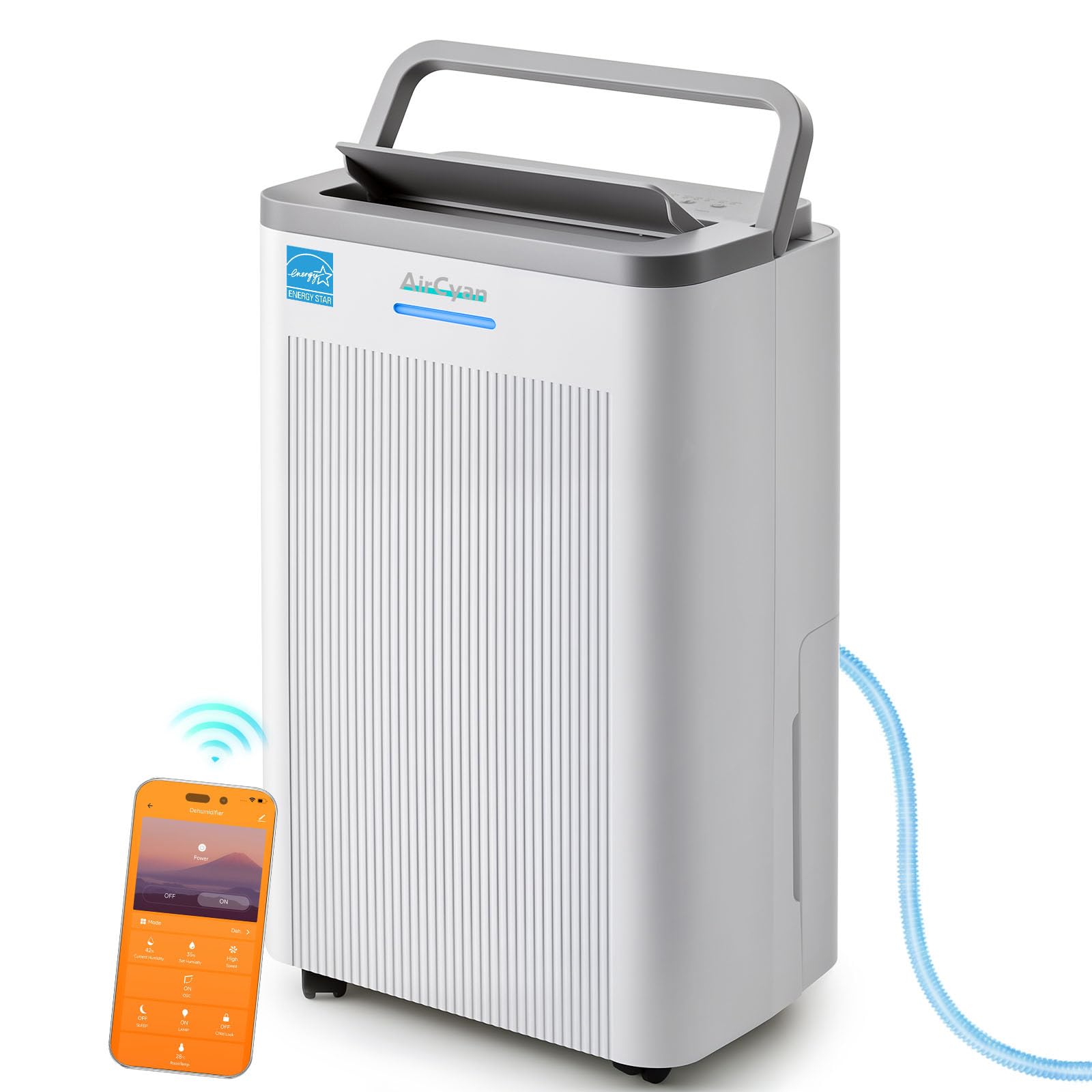 AIRCYAN 4500 Sq.Ft Most Efficient Energy Star 2025 Dehumidifier for Basement, Max 65 Pint Smart Dehumidifier with WiFi Intelligent Humidity Control,