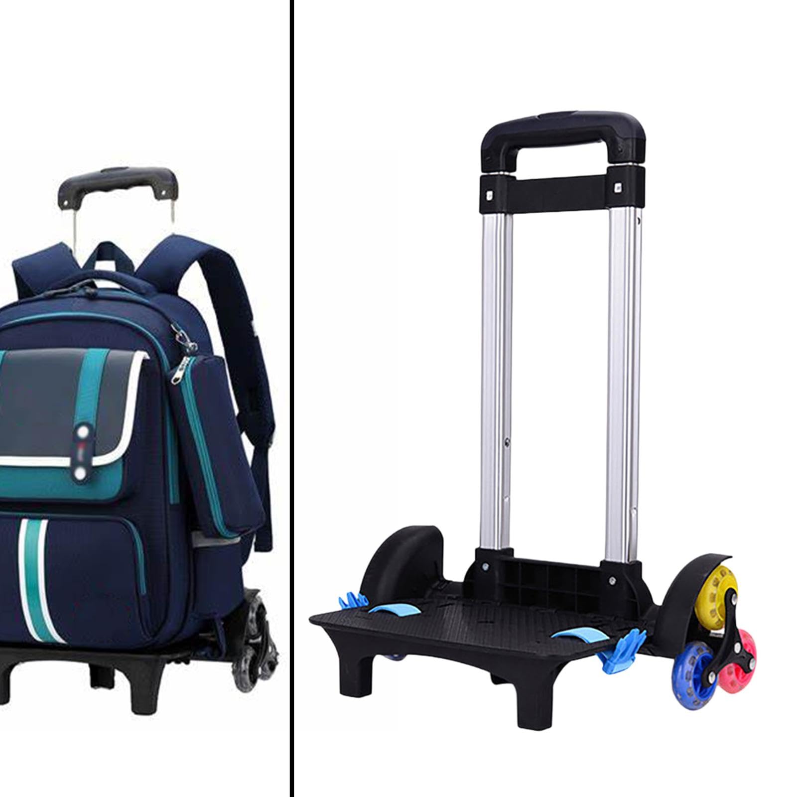 Trolley para Mochilas Escolares, Trolley para Mochilas Escolares Plegable con Ruedas, Ligero, asa extraíble, Trolley portaequipajes Nevera para Camping al Aire Libre, Picnic, niños y niñas