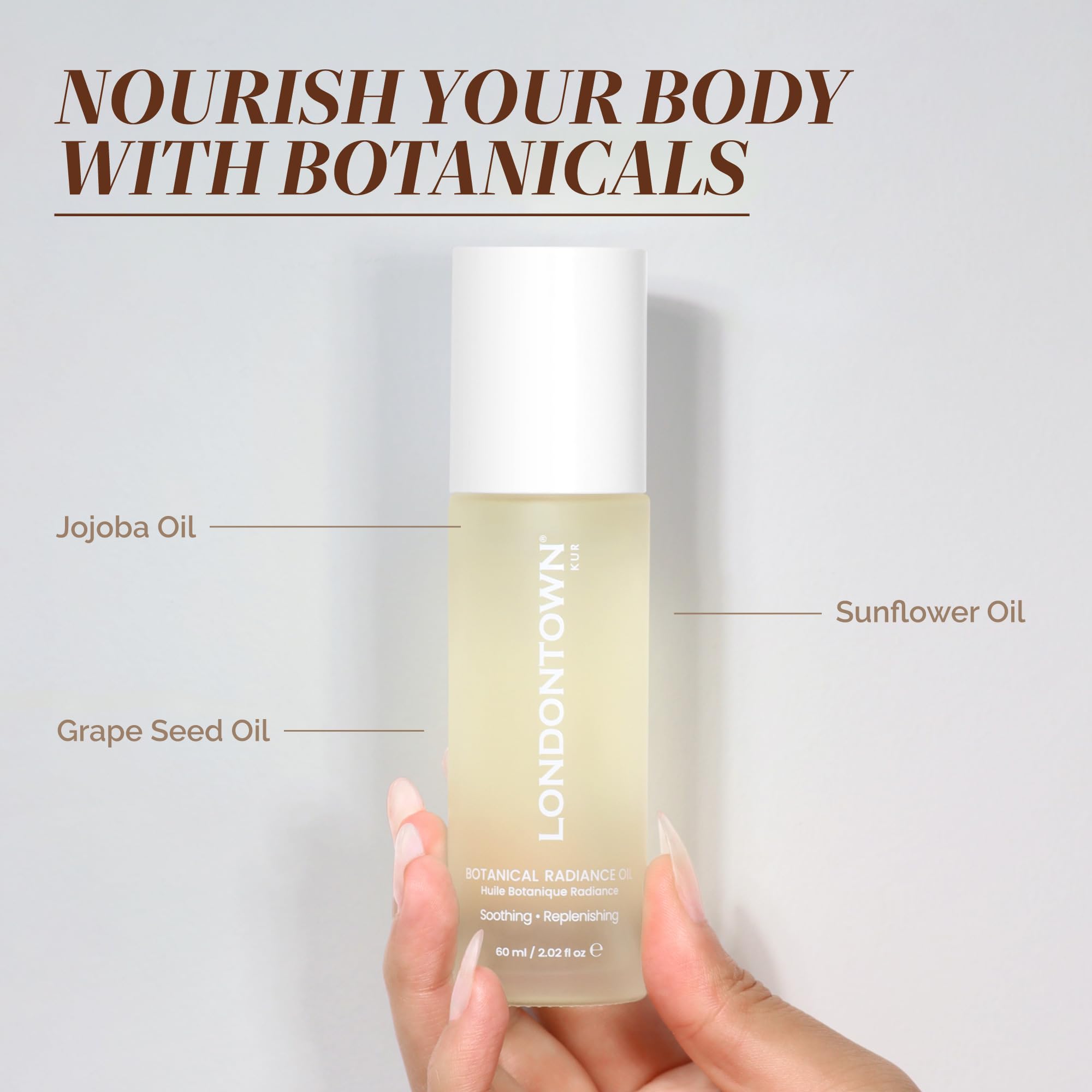 LONDONTOWN Botanical Radiance Hair Face Body Oil, Nourishing Hydration Oil for Dry Skin, Hair Shine, Ingrown Hair Treatment Post-Shave Irritation, All-Over Total Body Care - 1.95 fl oz