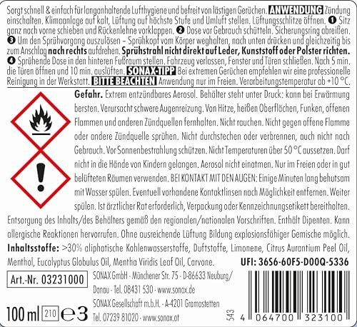 SONAX KlimaPowerCleaner AirAid symbiotisch (100 ml) sorgt schnell und einfach für langanhaltende Lufthygiene...
