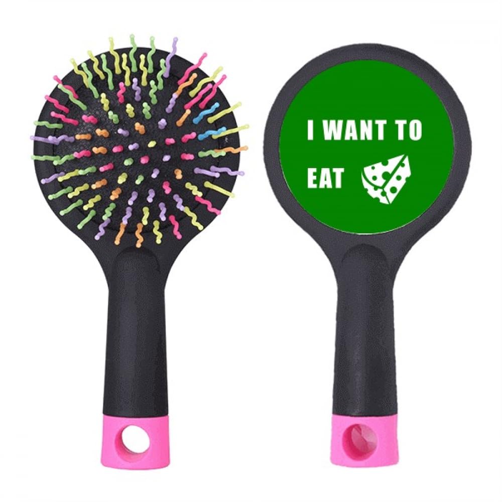 no/noEat Cheese Desire Life Art Deco Fashion Salon Detangling Hair Brush Cushion Base