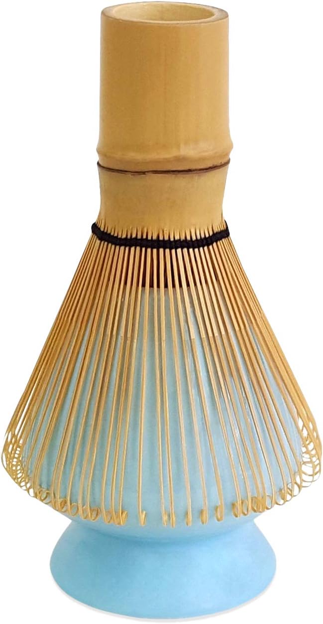 Umami Matcha Whisk Set | Matcha Bamboo Whisk (Chasen) & Blue Ceramic Matcha Whisk Holder | 100 Tine Matcha Tea Wisk & Stand | Ceremonial Matcha Tea Set | Starter Matcha Kit For Japanese Tea Ceremony