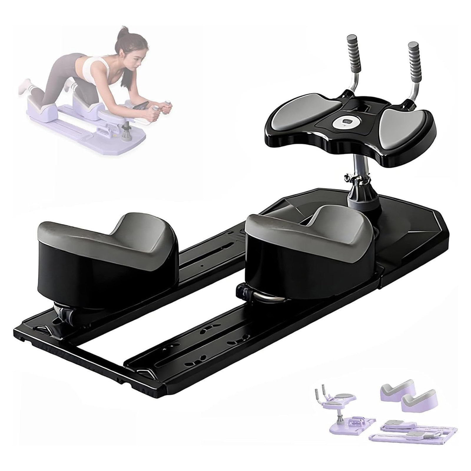 DDZJTPP 6-In-1 Spine Twist Trainer, Detachable Waist Trainer Machine Digital Timer Home Gym Equipment for Waist Trainer Workout Waist Toning Back Leg Stretching Black