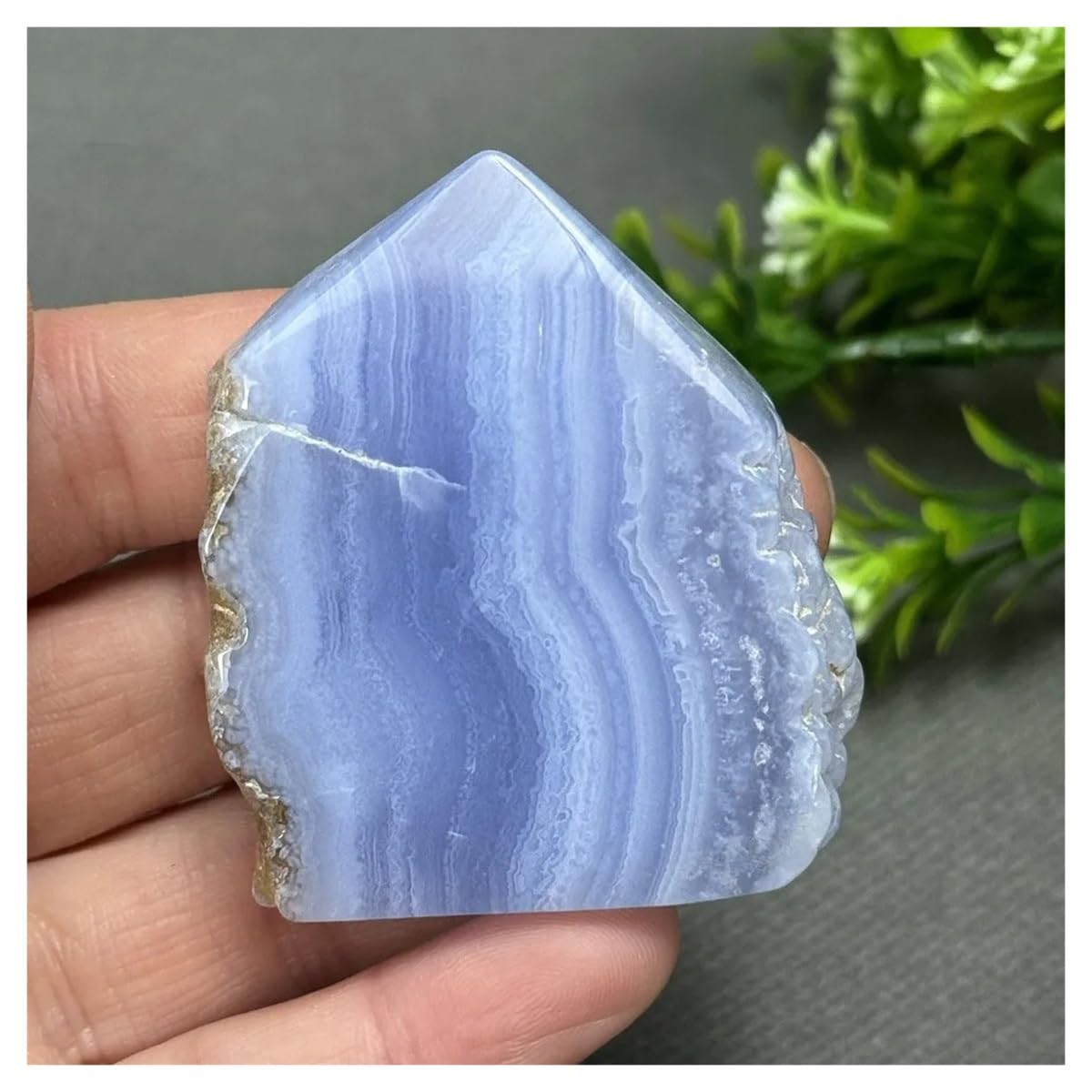 LQYXGS Crystal Stone Home Decor Natural Blue Lace Agate Slate Slices Mineral Raw Stone Home Decoration(58g 51mm)