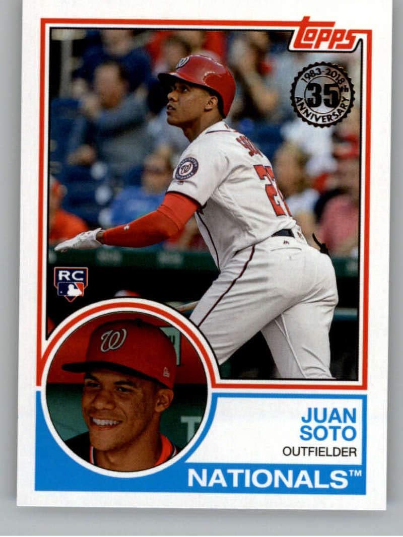 2018 Topps Update 1983 Topps 35th #83-12 Juan Soto Washington Nationals Official MLB Baseball Trading Card in Raw (NM or Better) Condition