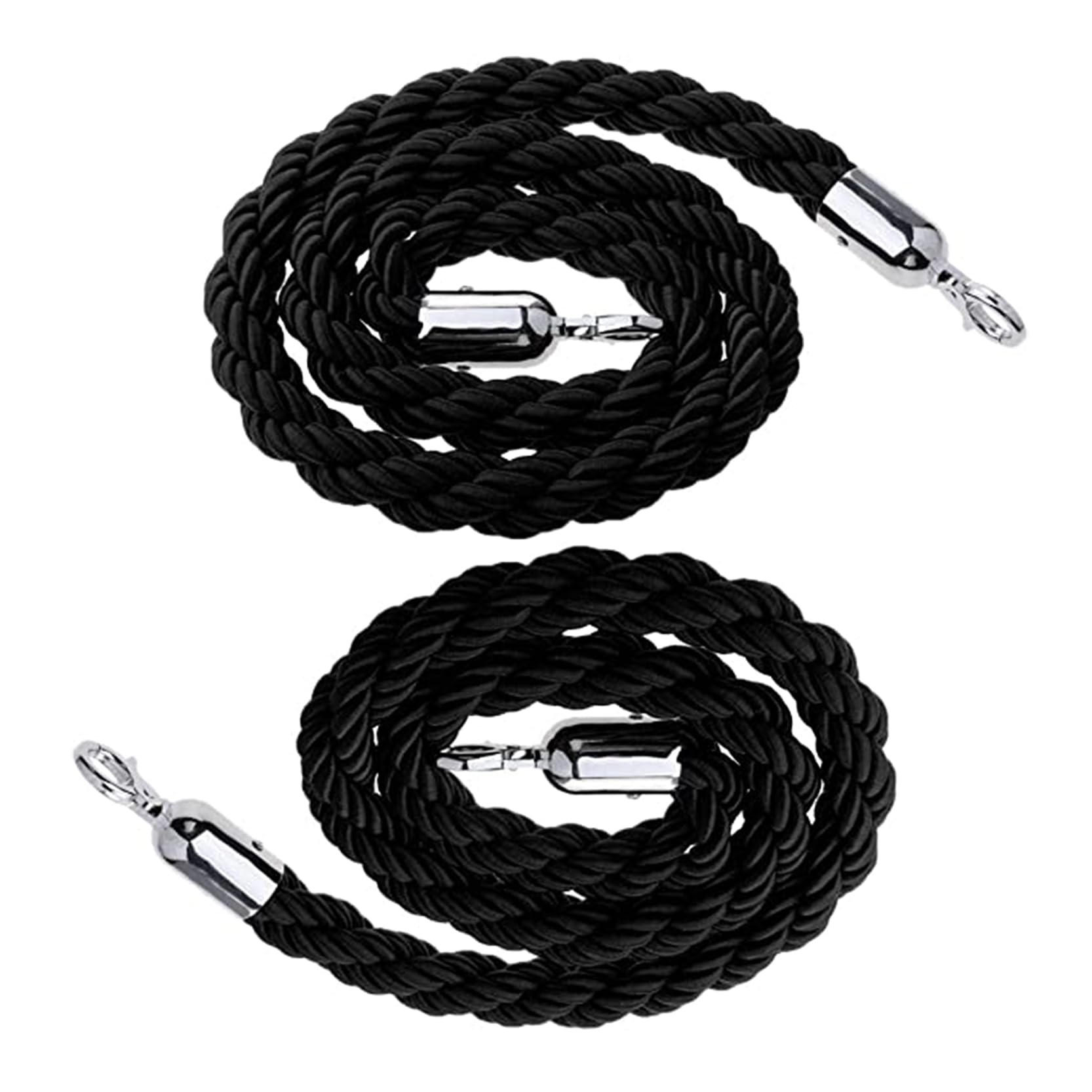 Aioneer Retractable Queue Barrier Rope With Silver Hooks, 7Ft/215Cm Waiting Line Cord For Post Stanchions, Crowd Control, Visitor Guidance For Hotels And Events-2 Pcs-10ft/305cm