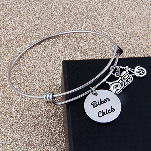 Seiraa Biker Gift Motocycle Bracelet Biker Chick Gift Expandable Bracelet Jewelry (Biker Chick) #TOP6