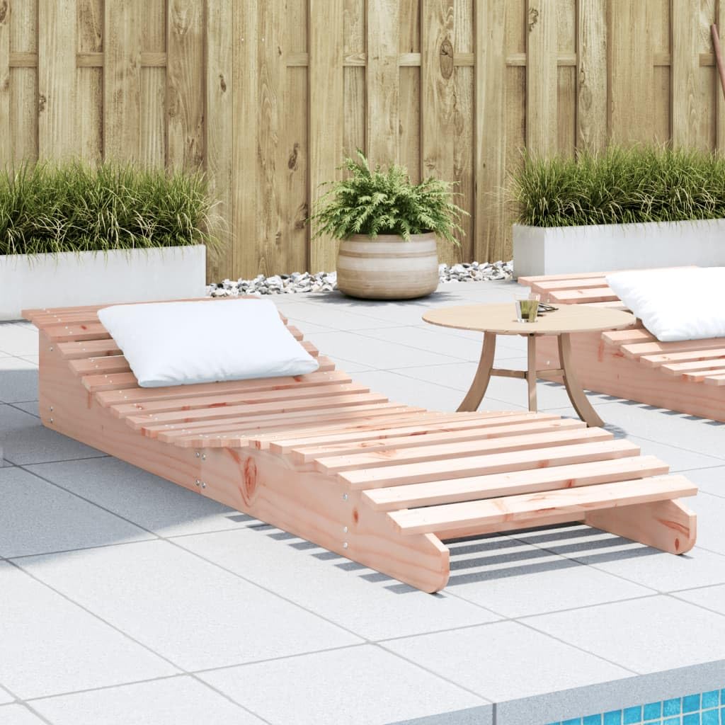 Gartenliege Holz 205x60 cm Ergonomische Sonnenliege Pool | Komfortable Holzliege aus massivem Douglasienholz in S-Form für entspannte Stunden auf der Terrasse oder am Pool.