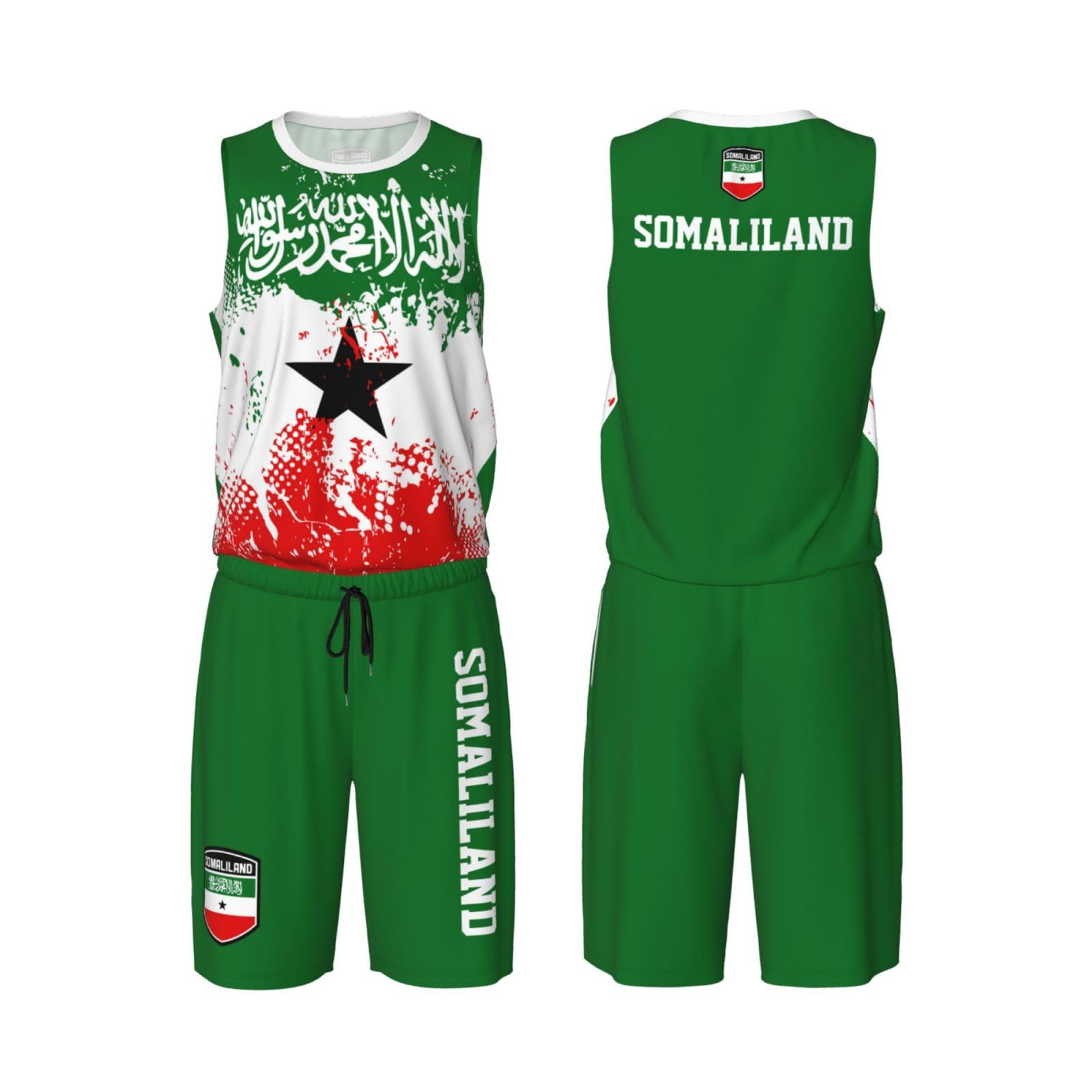 Somaliland Flag Grain (1) Basketball Jersey Uniform Suit for Men Adults Training Athletic Set