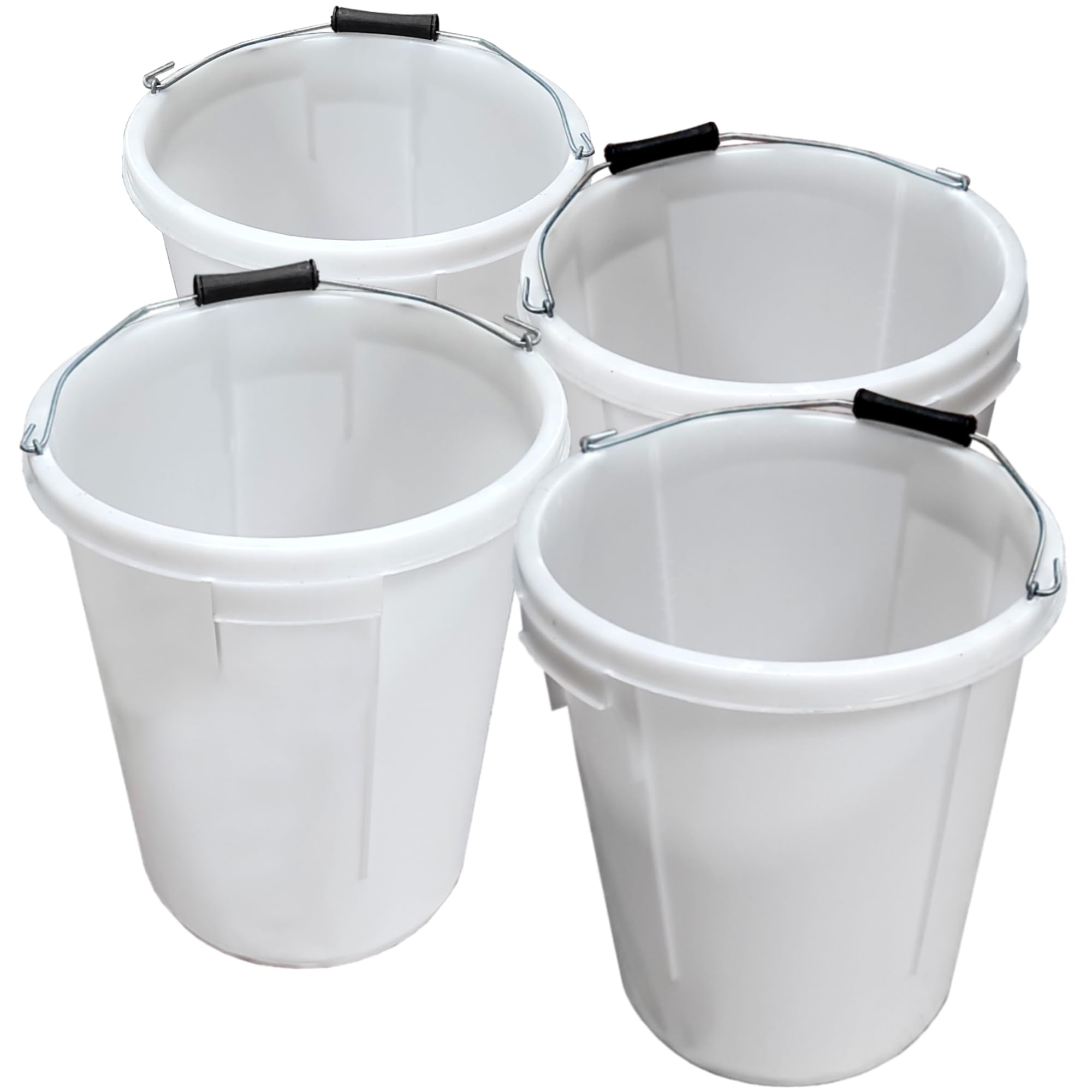 Ketobarrow White Plasterers Bucket Four Pack Heavy Duty Plasterers Bucket Set For Mixing Building Plaster And Holding Water - 25 Litre - Pack Of 4