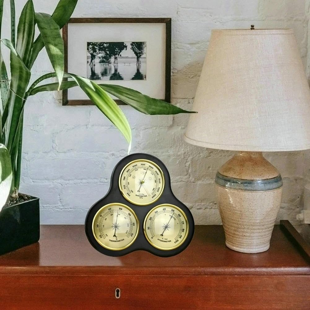 VINGAA Barometer, barometrisches Manometer für Zuhause, Barometer, Thermometer, Hygrometer, mechanische analoge Wetterstation, für Wohnzimmer, Schlafzimmer, Büro