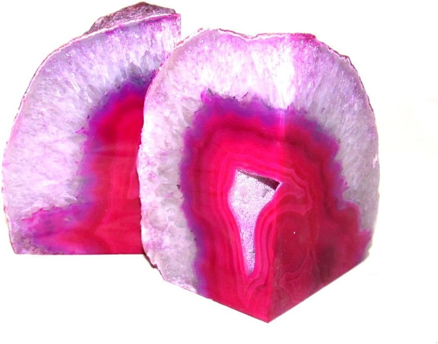 Large Pair of Polished Agate Bookends (Pink)