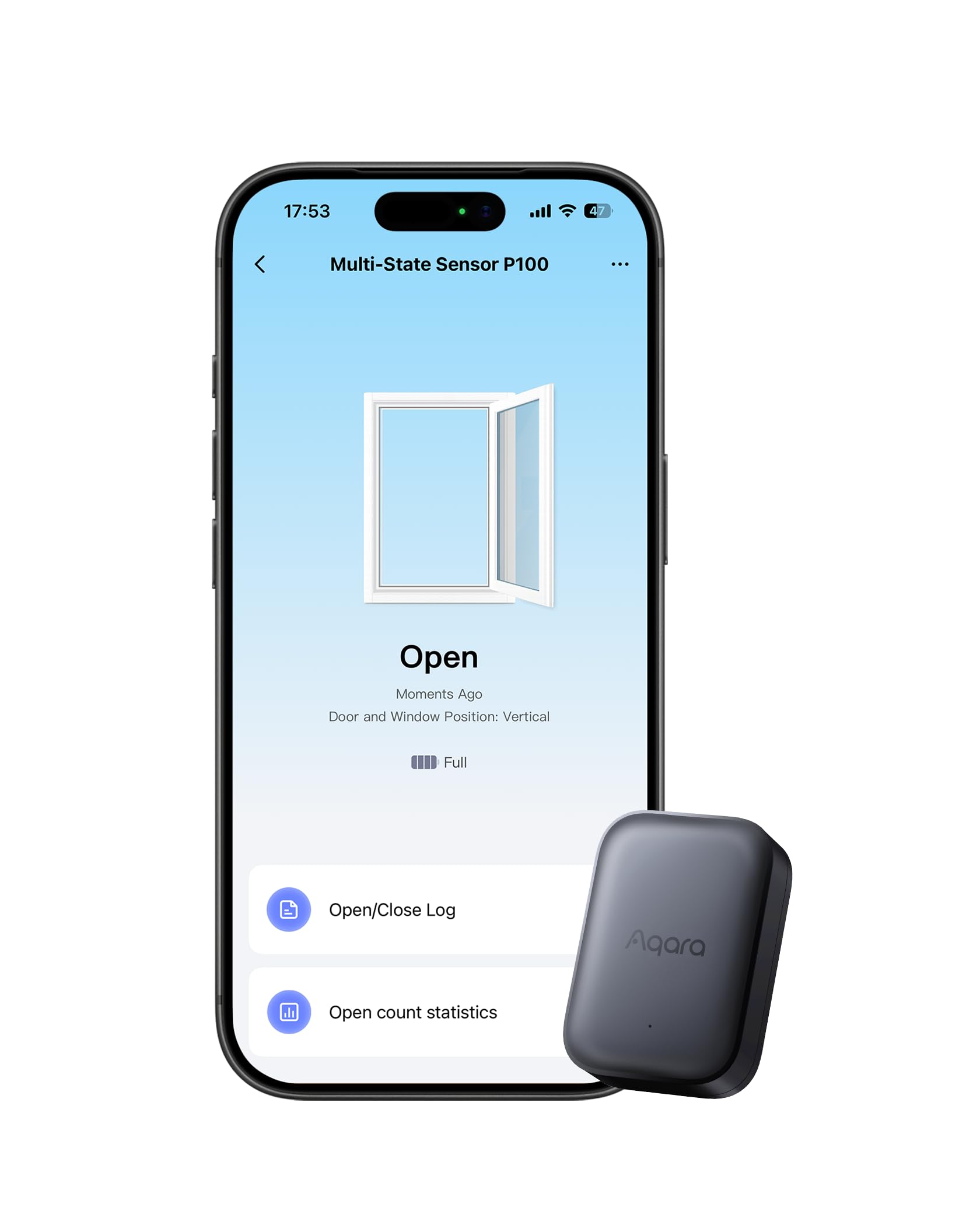 Aqara Multi-State Sensor P100, Thread/Zigbee Door and Window & Vibration Sensor, Open/Close or Object Monitoring, 10-Level Sensitivity, Supports Apple Home, Home Assistant, Alexa (Grey)