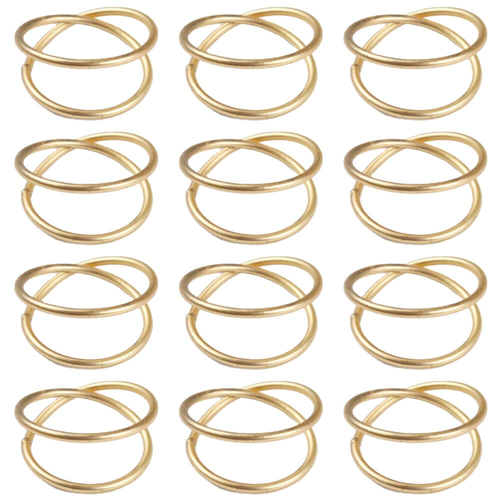 Servilleteros dorados, juego de 12 servilleteros, elegante servilletero de aleación galvanizado, acabado mate, anillo de servilleta envuelto en cruz