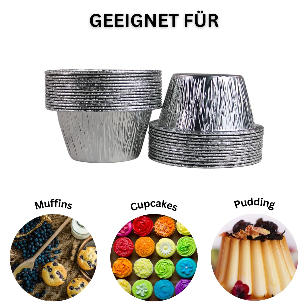 Enpack Einweg-Backformen aus Aluminium - 180ml Eierkuchenform Ø 90mm - Muffinförmchen für Törtchen, Cupcakes oder Muffins - Alu Muffinformen für Backofen (1000)