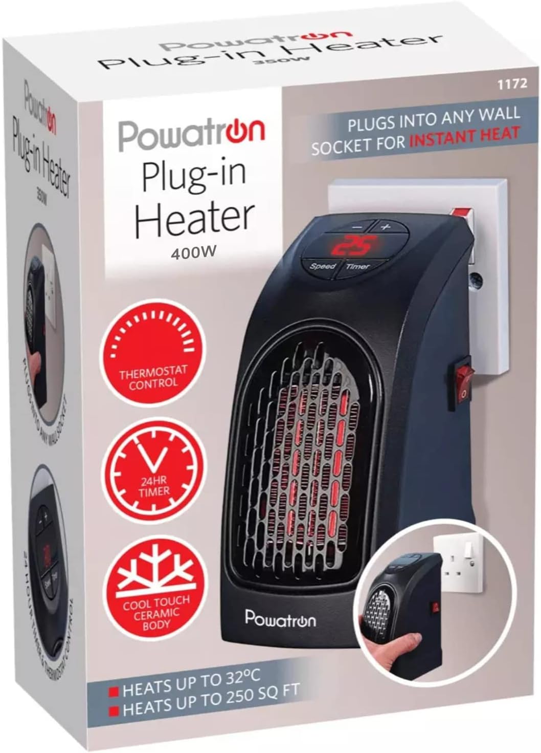 Portable Mini Plugin Electric Heater Eco Energy Saving 400w Powerful