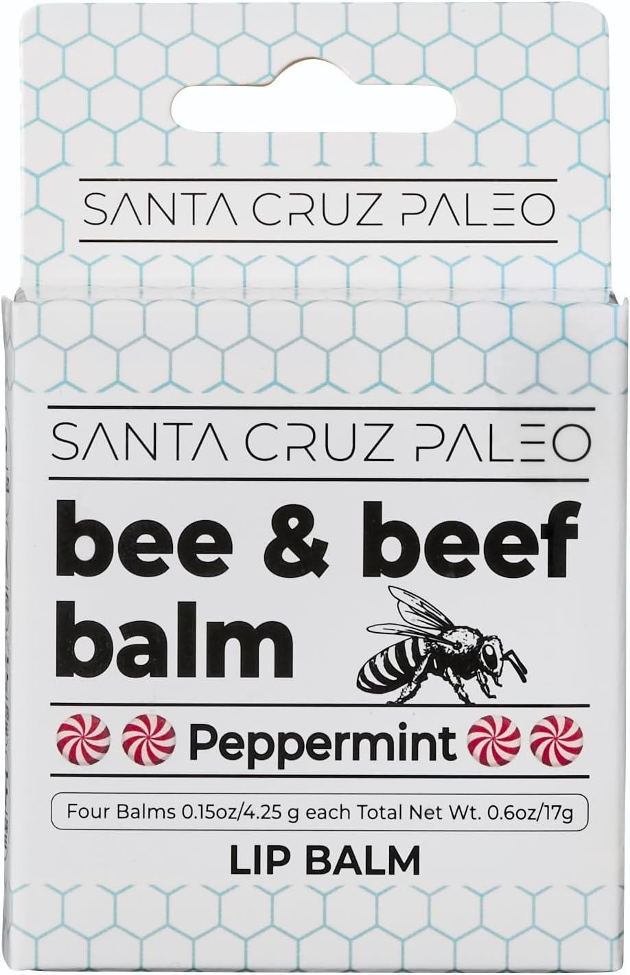 Grass Fed Beef Tallow & Beeswax Peppermint Lip Balm, 1 Pack, Beef Tallow for Skin Care Moisturizer, Hypoallergenic for Sensitive Skin, Long Lasting & Vitamin Rich, Peppermint