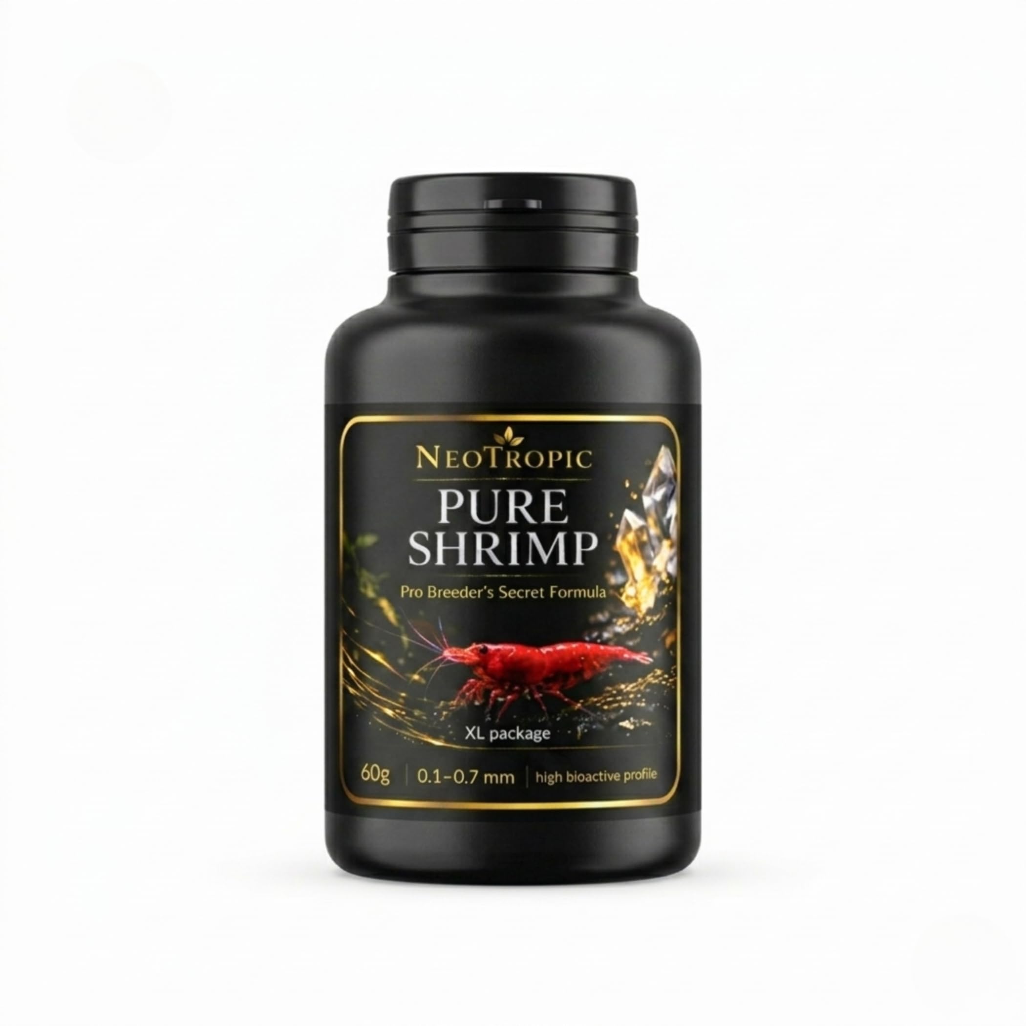 NEOTROPIC Pure Shrimp Pro Formula - Nourriture Crevettes Aquarium - Formule Aquaculture Française - Croissance Reproduction & Couleurs Intenses - Micro-granulés (60g)