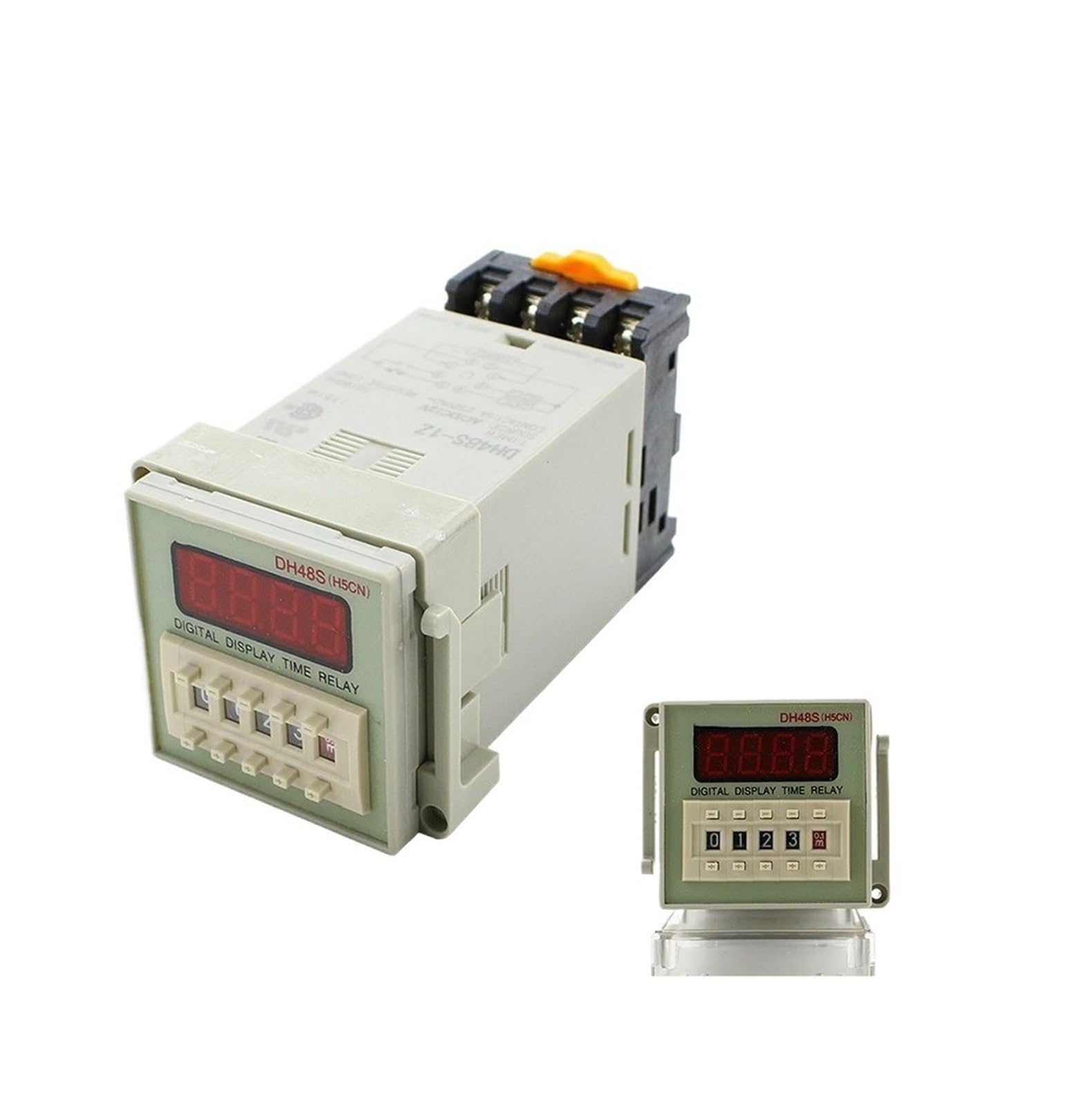 DH48S-1Z Digital LED Programmable Timer Time Relay Switch DH48S 0.01S-9999H DIN RAIL AC110V 220V DC 12V 24V with Socket Base NWPNLXEA(220V AC)