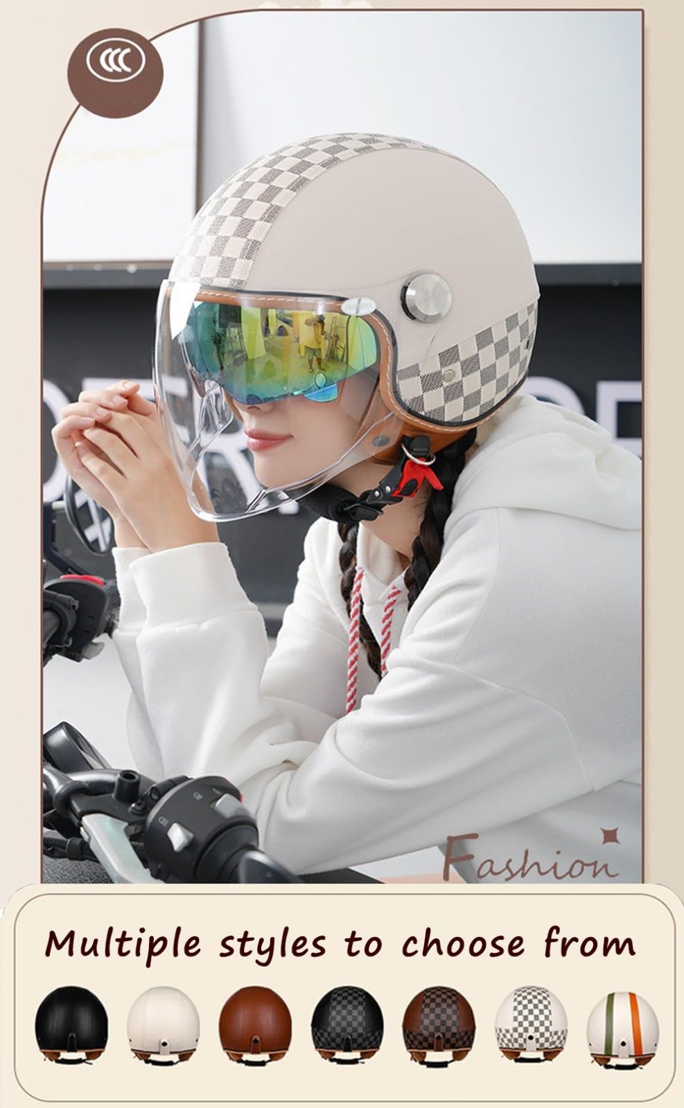 Motorradhelm mit Bluetooth DOTECE-Zertifizierter Motorrad Jethelme Integrierter Bluetooth-Helm mit Anti-Fog-Doppelspiegel Herren Damen Erwachsener Rollerhelm Antikollisions-Helm