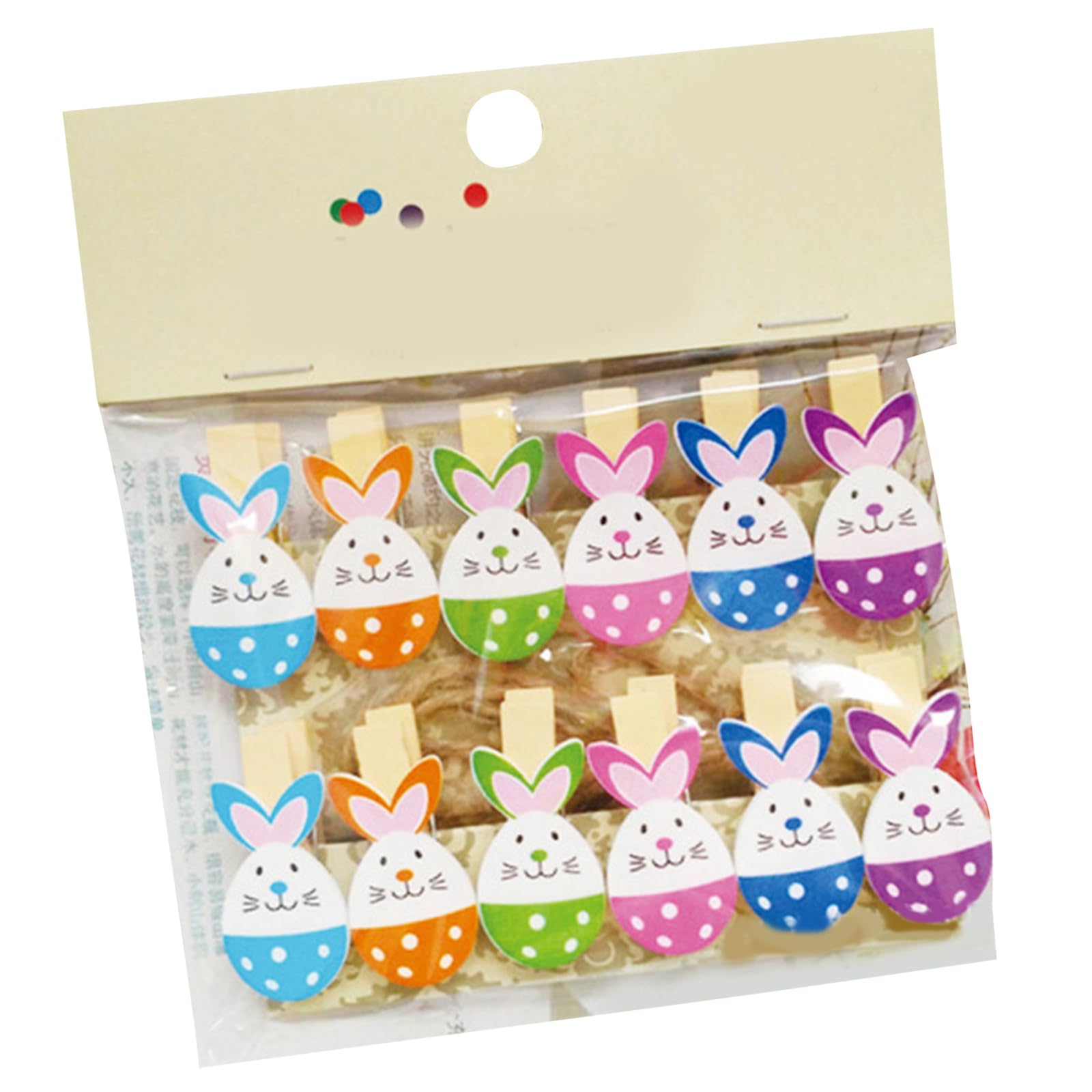 Cazstyk 12Pieces Easter Bunnies Photo Peg With 1.5Yard String Wood Clip Wood Pegs For Hanging And Decoration Bunnies Clips
