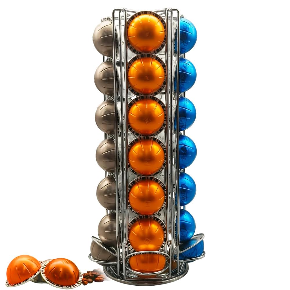 Wrobic Coffee Capsule Holder for Nespresso Vertuoline Pods Rotating Coffee Pod Storage Rack Stand Organizer for 35 Nespresso Vertuo Pods