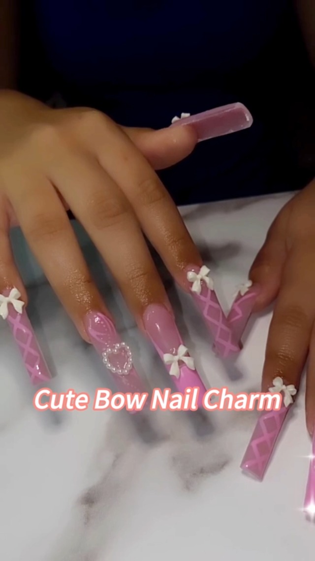 1000 Stück Nageldesign Zubehör – Weiße Schleifen, Blüten & Perlen Aus Kunstharz Für Nail Art