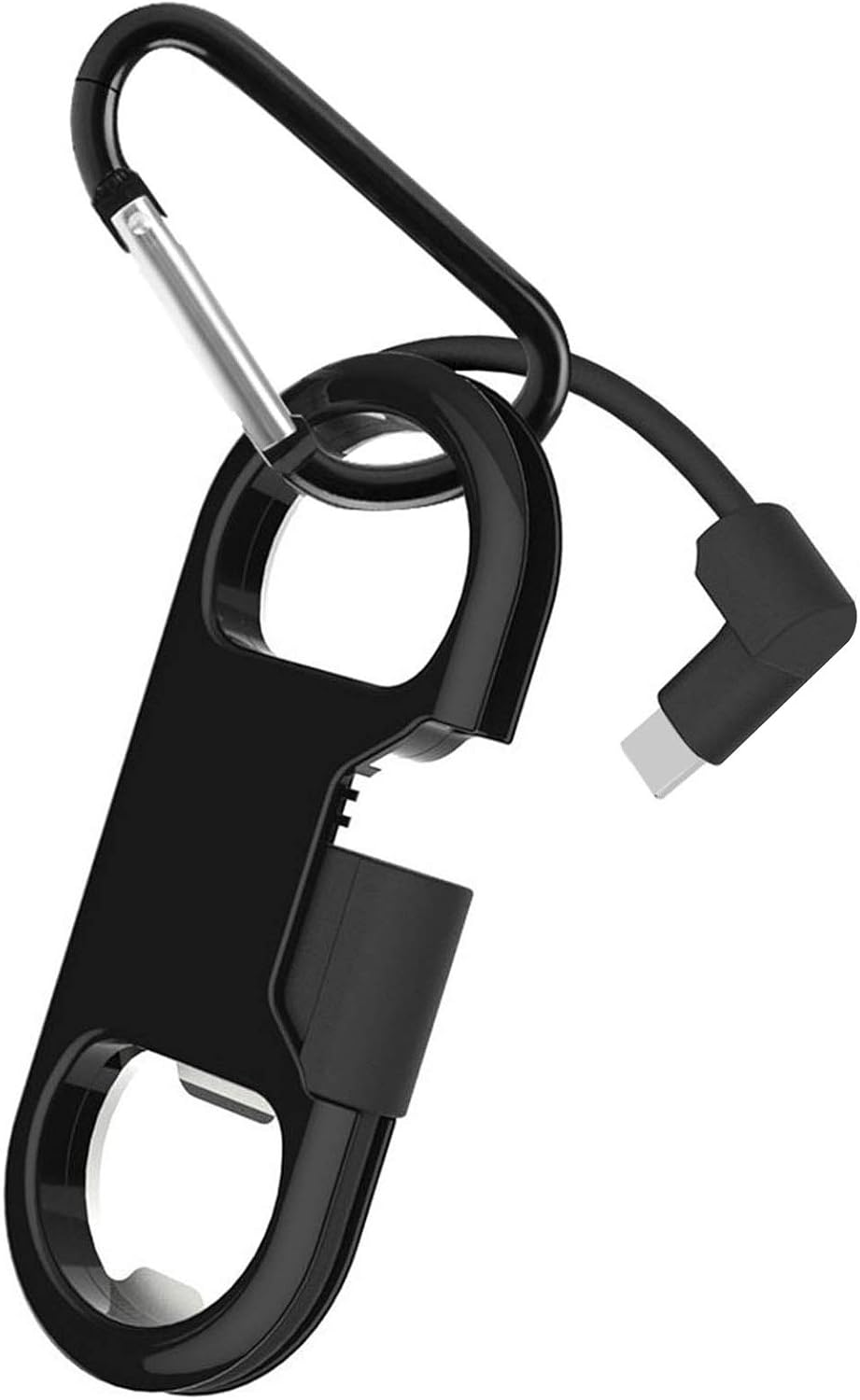 i-Daybreak Suitable iPhone Cost Cable + Keychain + Bottle Opener + Aluminum Carabiner,Transportable Multifunction Keychain Bottle Opener USB Charging Twine Quick Cable Reward Males Girls (Black)