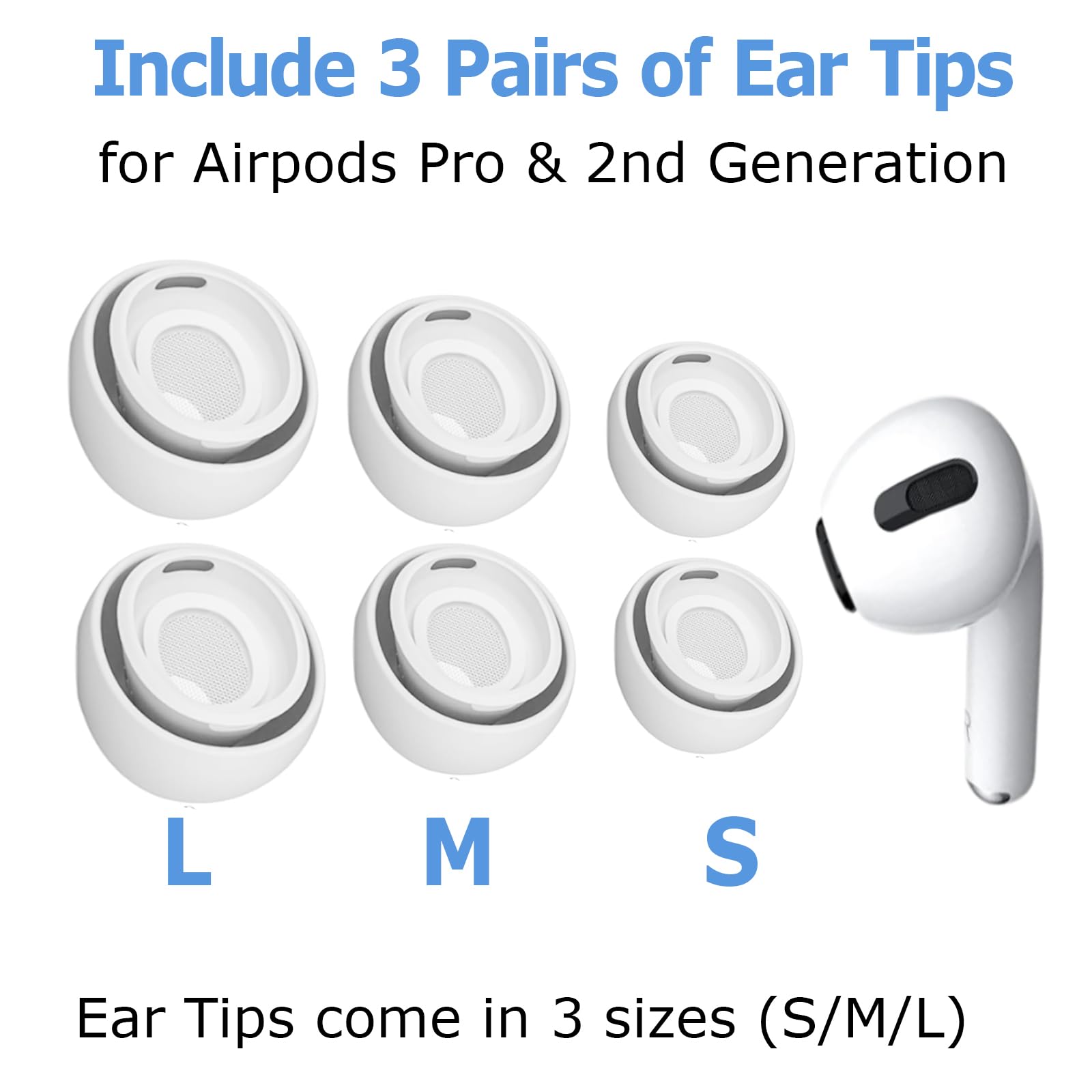 6 Paia Di Gommini Auricolari In Silicone Per AirPods Pro E Pro 2 – Compatibili Con Riduzione Del Rumore, Custodia E Pennello Inclusi