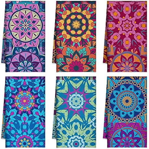 Boyiee Set of 6 Mandala Kitchen Towels Absorbent Dish Towels Mandala Towels 24 x 16 Inches Kitchen Gifts Kitchen Hand Towels Mandala Lover Gifts for Farmhouse Kitchen Bathroom Decorations Cover