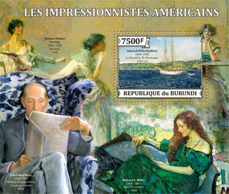 4StampSales Burundi 2013 American Impressionist Redfield Souvenir Sheet Scott #1416 2J-584