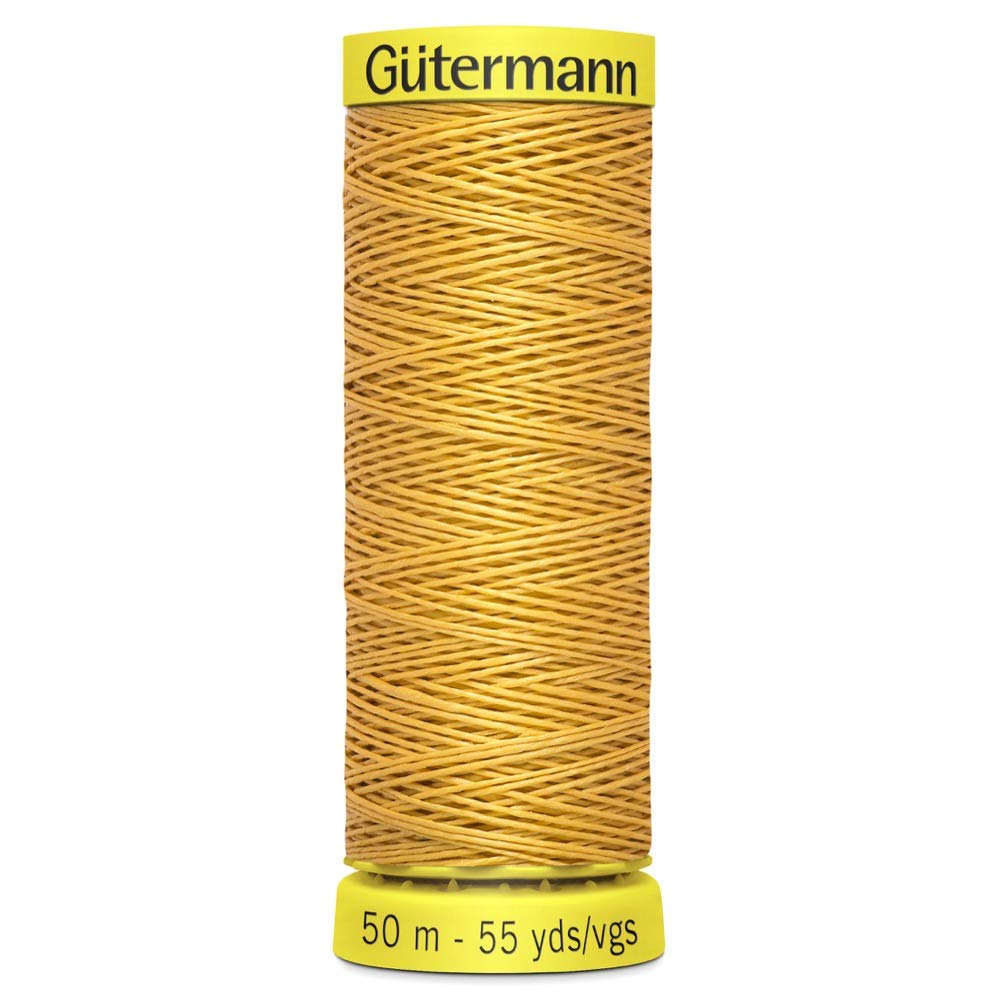 Gutermann Linen Thread for Hand Sewing of Heavyweight Fabric, Buttonholes, Clothes and Textile Repair 4013 - Mustard Yellow - 1 x 50m Spool
