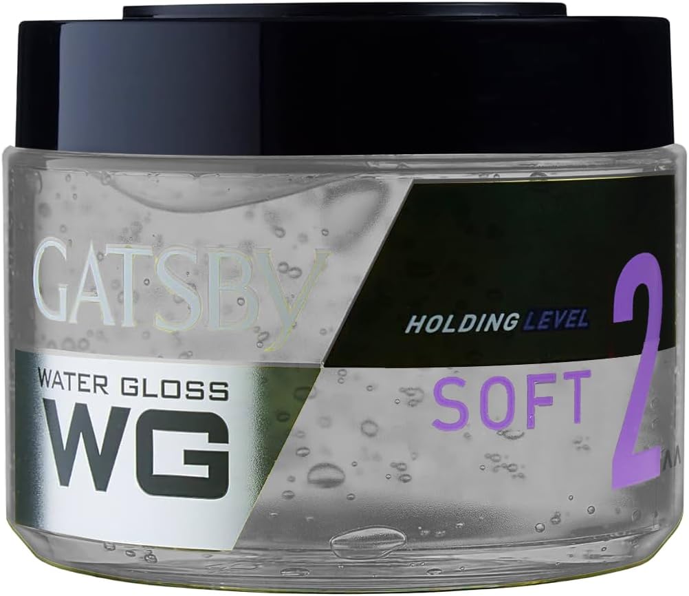 Gatsby Japan Water Gloss - Soft, Wet Look Hair Gel, Shine Effect, Non Sticky, Easy Wash Off, Holding Level 2, 300gm
