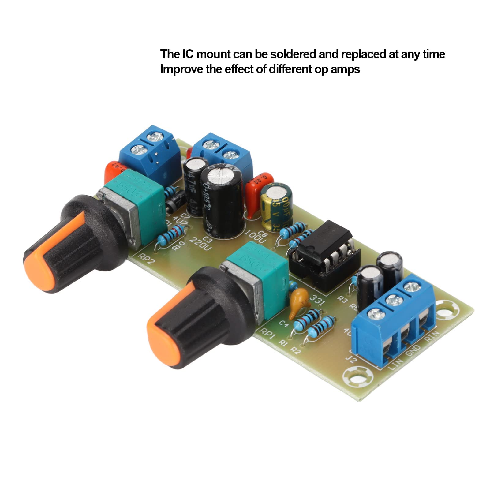 Annadue Placa de Preamplificador, Placa de Preamplificador de Subwoofer de Fuente de Alimentación única de 12 V, Módulo de Preamplificador de Audio Estéreo, Placa de Filtro de Paso bajo HiFi.