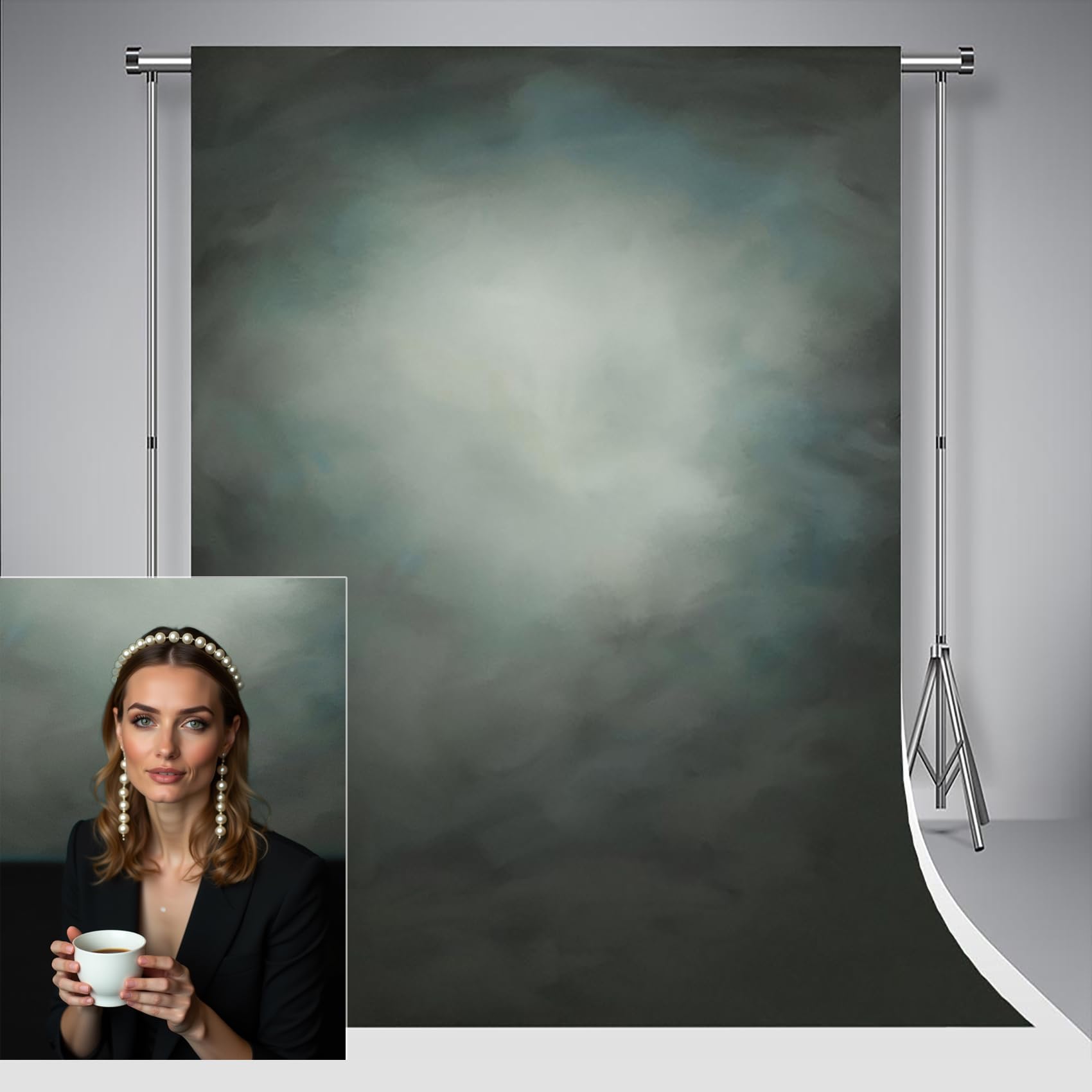 Kate Studio Sfondo Fotografia Grigio Blu Gradiente 3x3m/10x10ft Neonato Muro Fotografia Arte Astratta Sfondo Ritratto Sfondo Fotocall Compleanno Matrimonio Video Decorazione