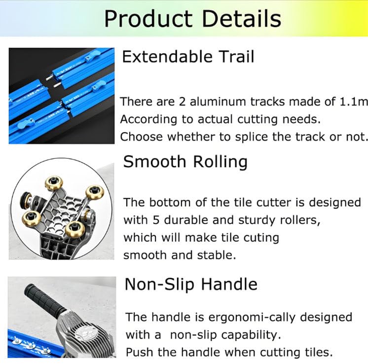 Cortador manual profesional de azulejos para cerámica y piedra de 3,8 m, diseño de doble riel que garantiza roturas precisas de hasta 18 mm de grosor, construcción de aluminio duradero con ventosas