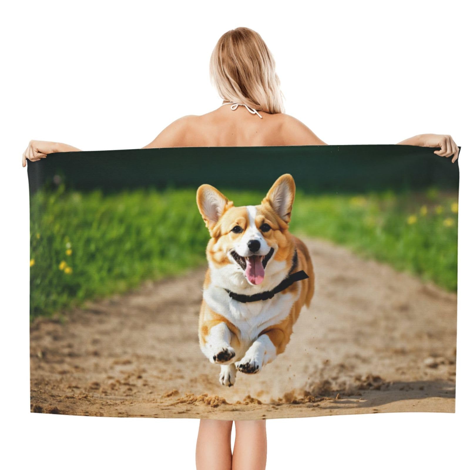 Uroczy nadruk corgi dorośli ponadwymiarowe ręczniki kąpielowe plażowe szybkoschnące miękkie lekkie prezent podróżny