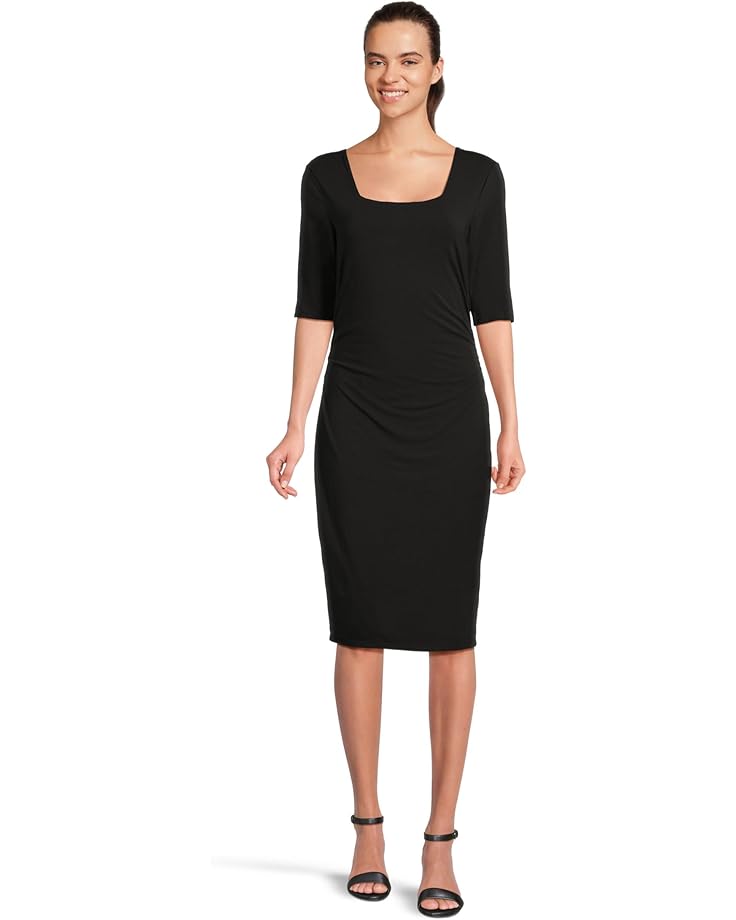 Mod-o-doc Elbow Sleeve Below The Knee Ruched Dress - Main View