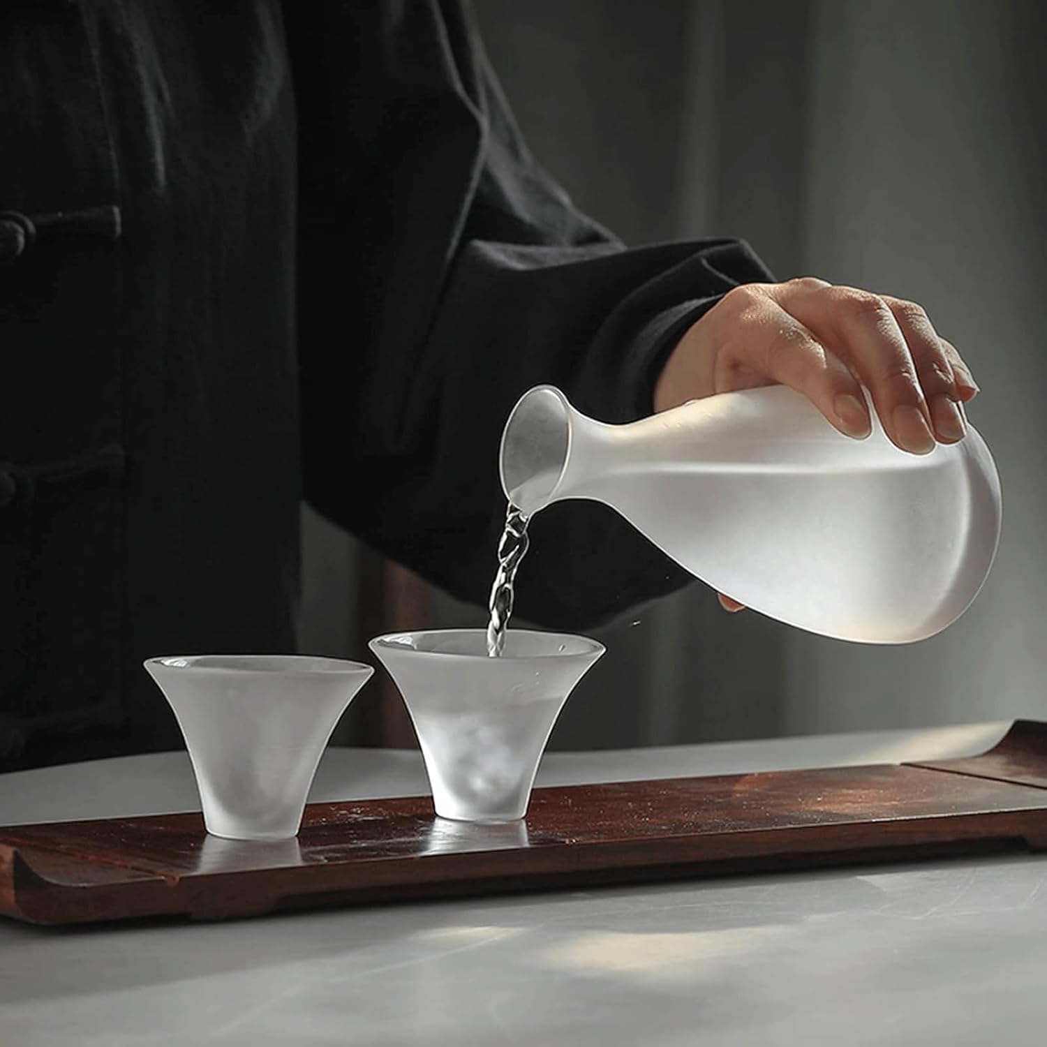 Glass Crafts Wine Glasses Traditional Sake Cup Japanese Sake Pot Set 3 Piece Practical Sake Set Sake Set Glasses Sake Drinking Set (A)