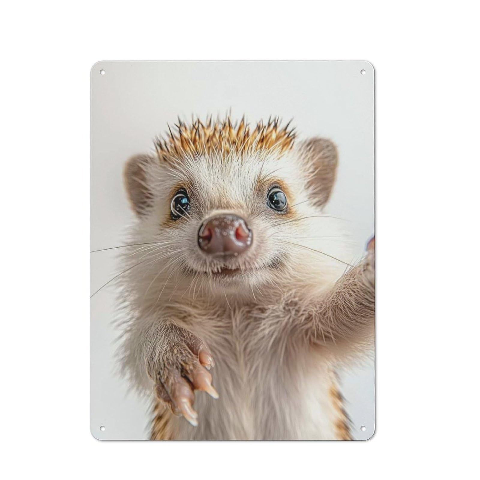 Junmoney Cute Hedgehog Selfie Metal Wall Sign 40X30cm Featuring For Home Bar Wall, Housewarming Present For People Styling Home Bar