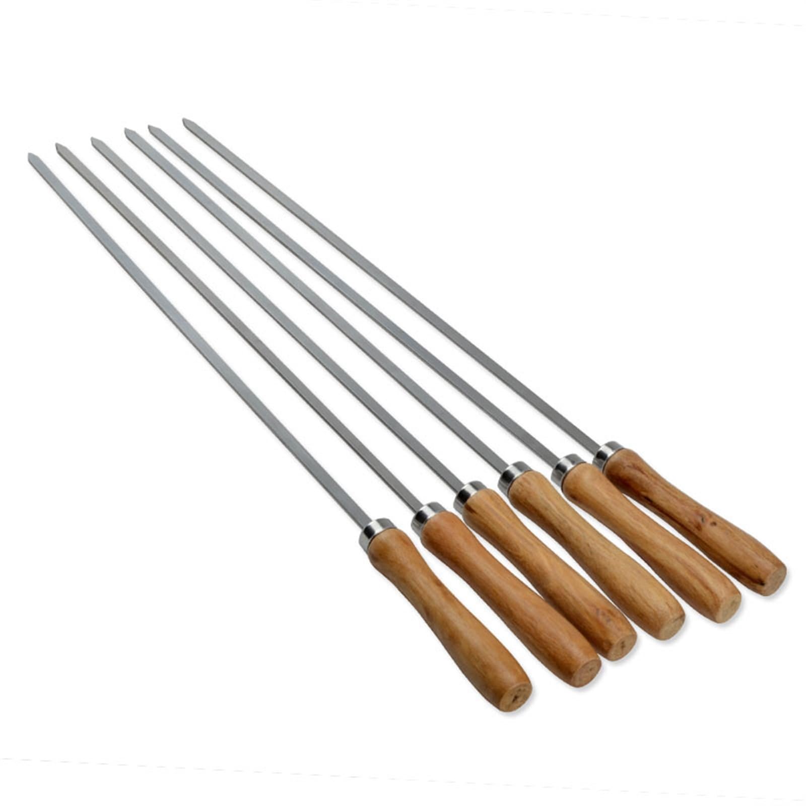 vfdaSWQQ BBQ stick, Kebab Skewers, 6/10/12pcs Wooden BBQ Shish 16.5in 45cm Stainless Steel Sticks Barbecue Skewer Flat Stick Grill