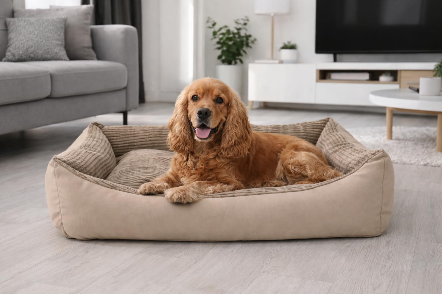 Odolplusz Lit pour chien XXL 100 x 70 cm - Housse amovible et imperméable - Panier confortable pour chiens de grande et moyenne taille - Lavable et robuste