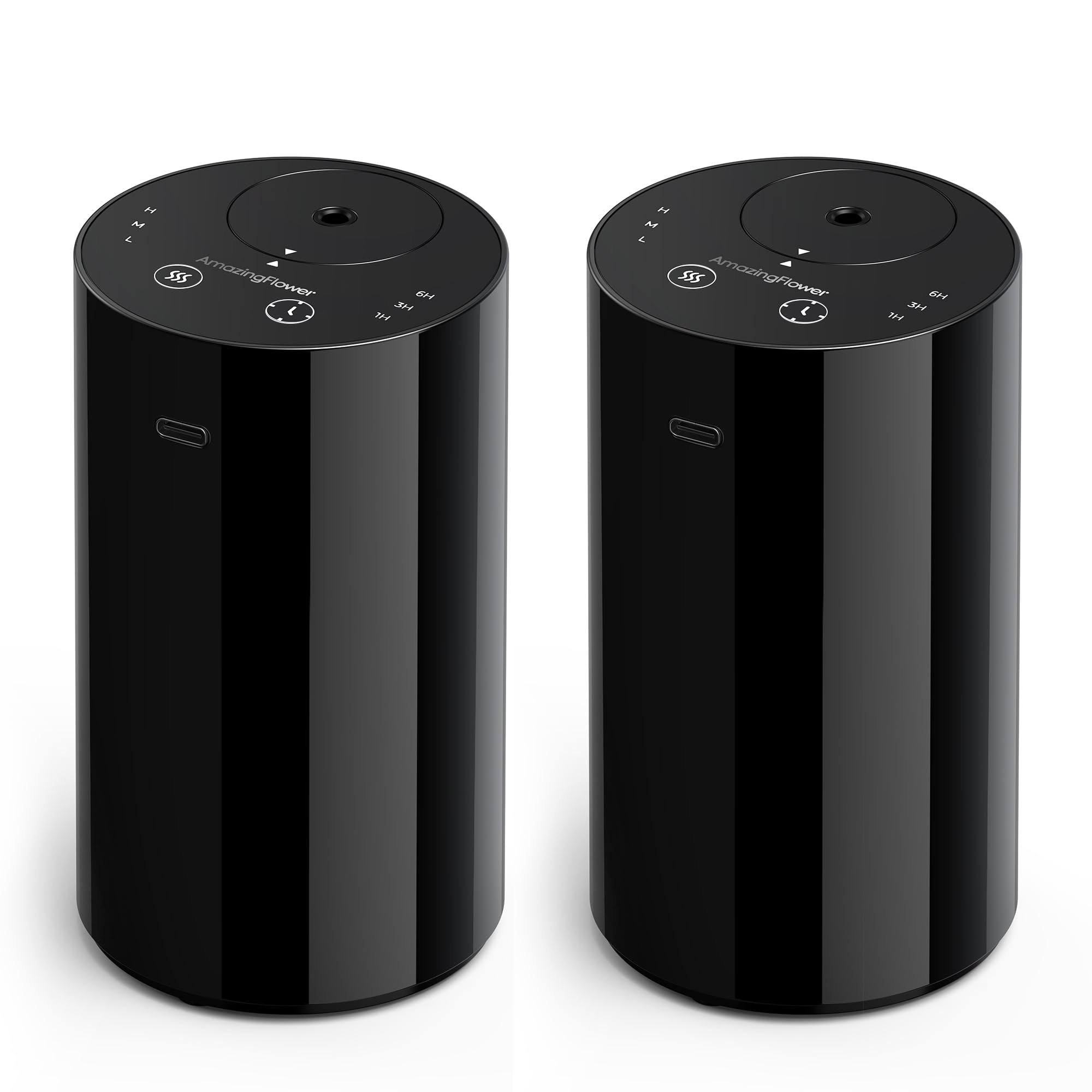 AMAZING FLOWER Waterless Essential Oil Diffuser two-pack in black
