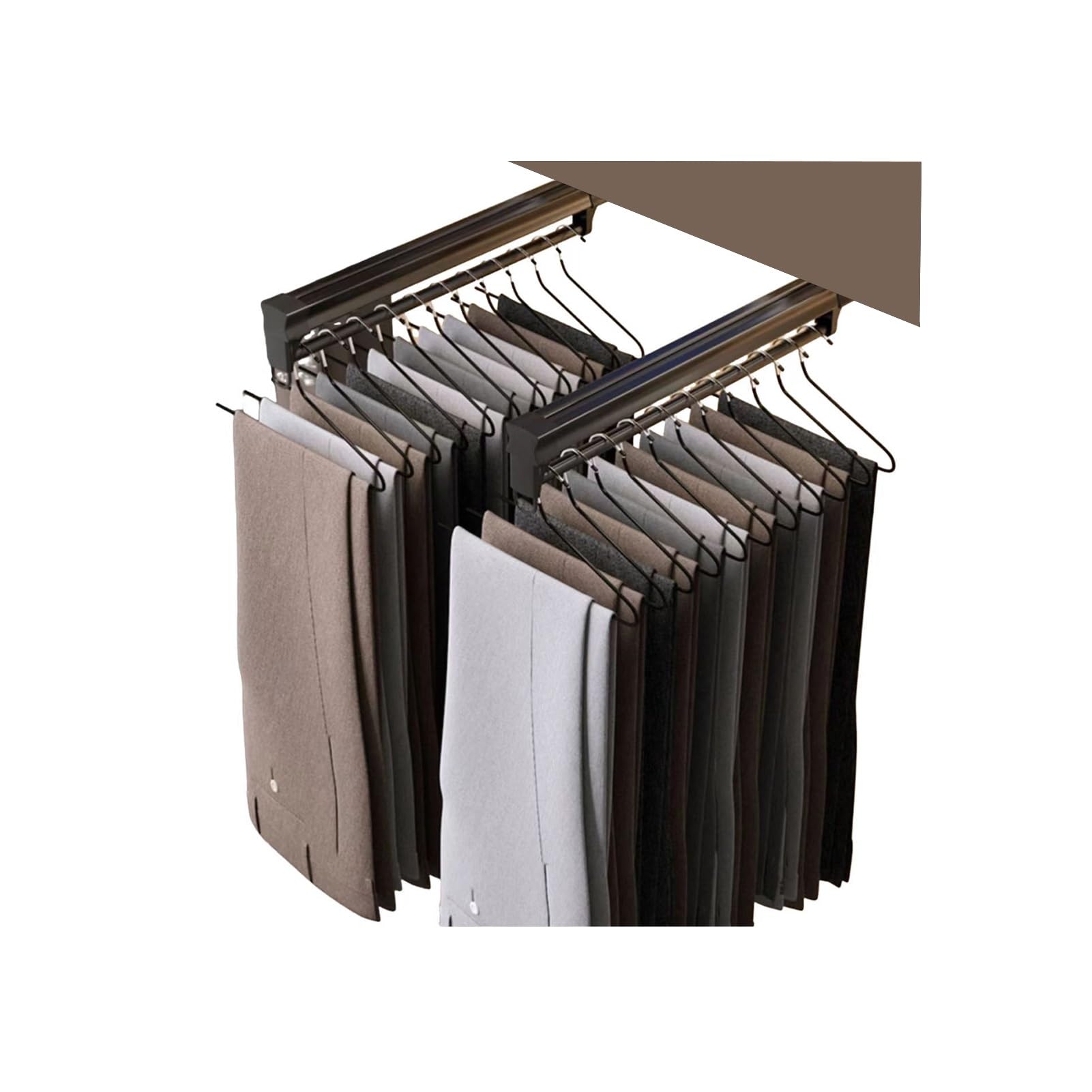 IUokLU A Telescopic Trouser Hanger with Sliding Rail,Clothes Garment Rack Organizer Holder for Closet Wardrobe,for Efficient Storage(Black-460mm)