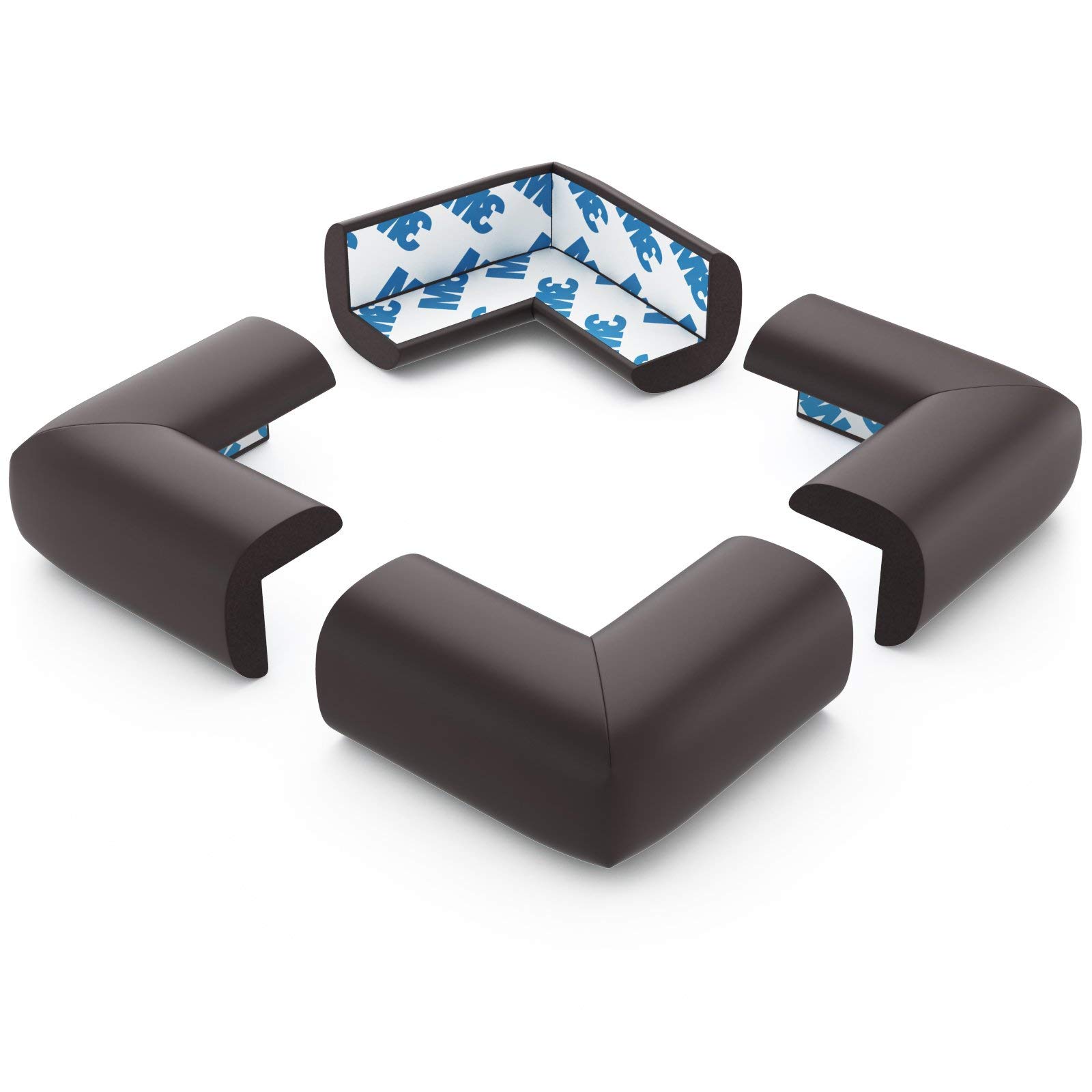 Small Foam Table Corner Protectors for Baby, Pre-Applied 3M Tape, 12 Pack, Brown