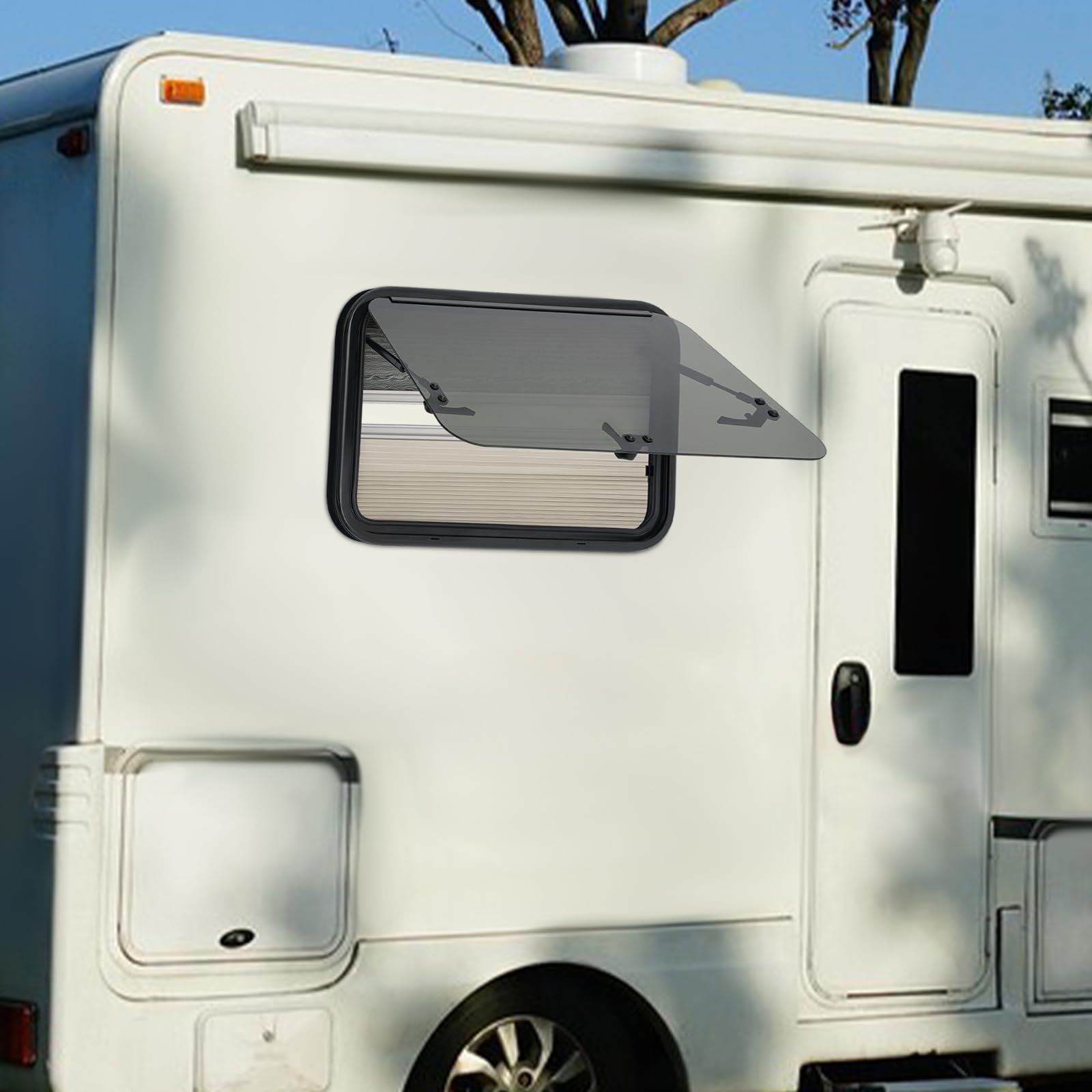 Wohnwagen Fenster 700x450 Mm Wohnmobilfenster 85° Ausstellfenster Camper E4 Wohnmobil Fenster Mit Fliegengitter Und Integriertem Rollo, Wohnmobil Seitenfenster RV Externes Push Fenster