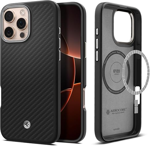Spigen Enzo Aramid Back Cover Case for iPhone 16 Pro Max, Premium Aramid Fiber Finish, Slim Protective Frame - Polycarbona...