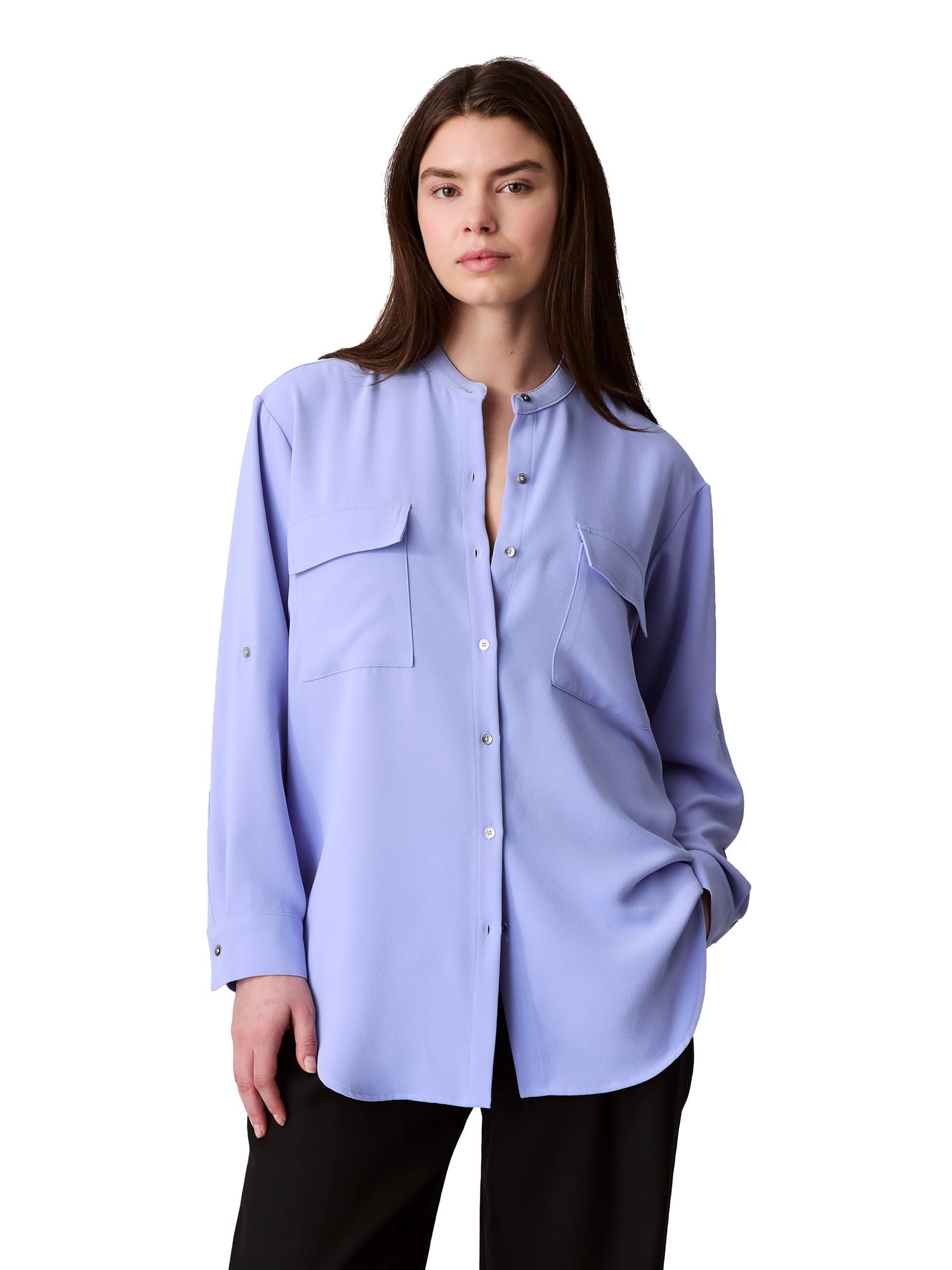 Calvin Klein Luźna koszula z krepy z guzikami Kobiety Crepe Relaxed Button-down Shirt